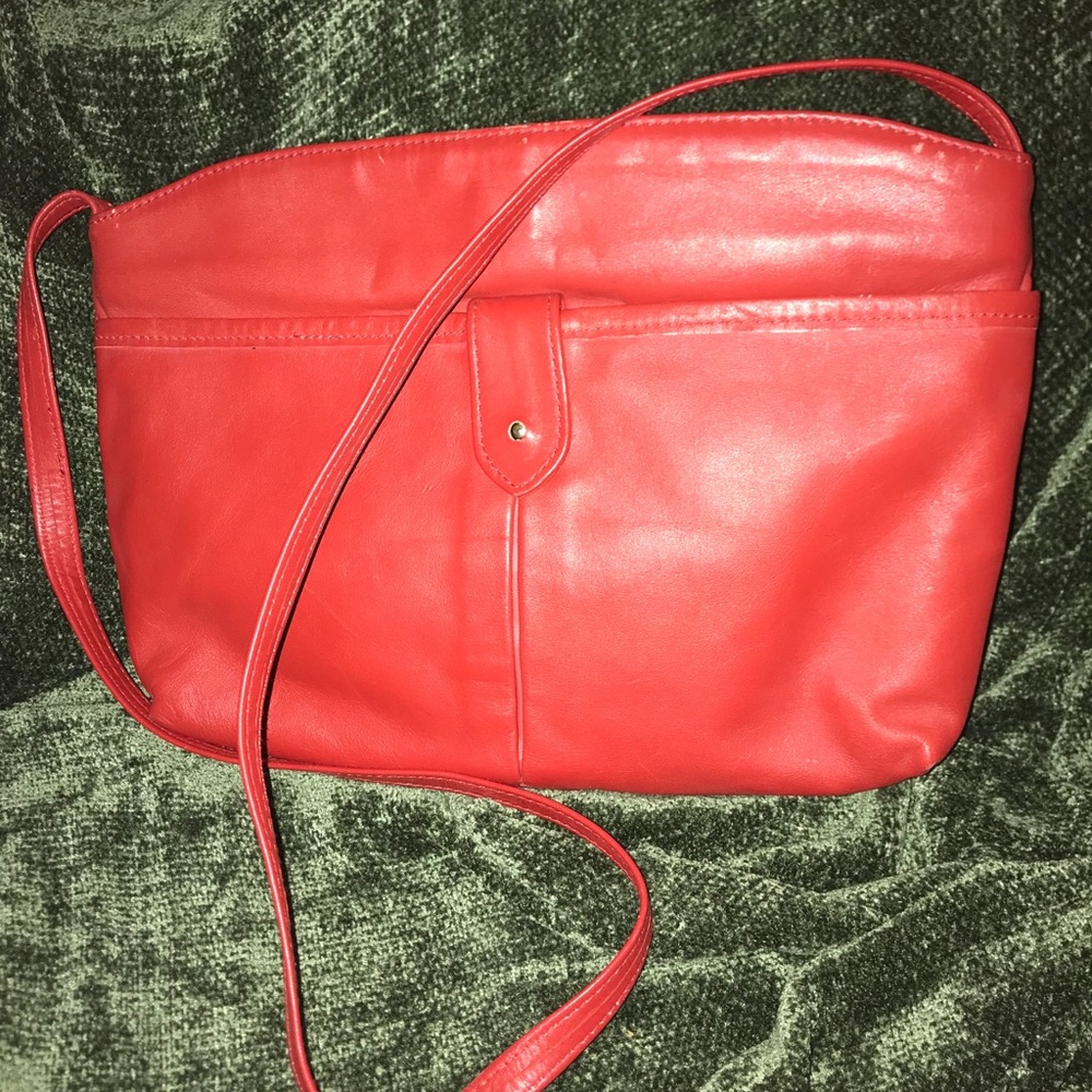 Toni red leather crossbody purse